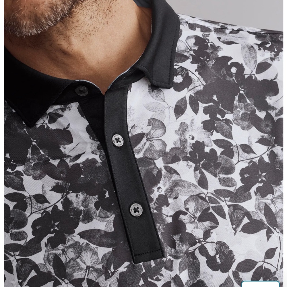 RHONE Golf Sport Polo Sleet Gray Floral Camo - Picture 3 of 3